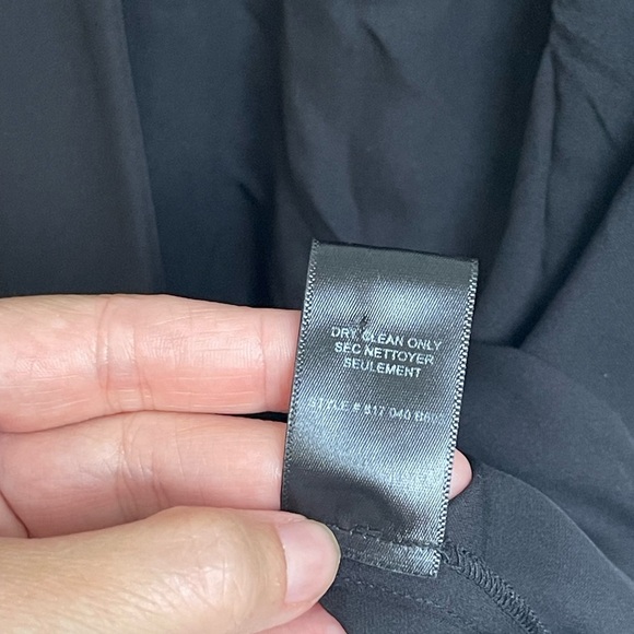 Rebecca Taylor Silk Blouse Long Sleeve Criss Cross Drape V-Neck Black Size 6 - Picture 7 of 10